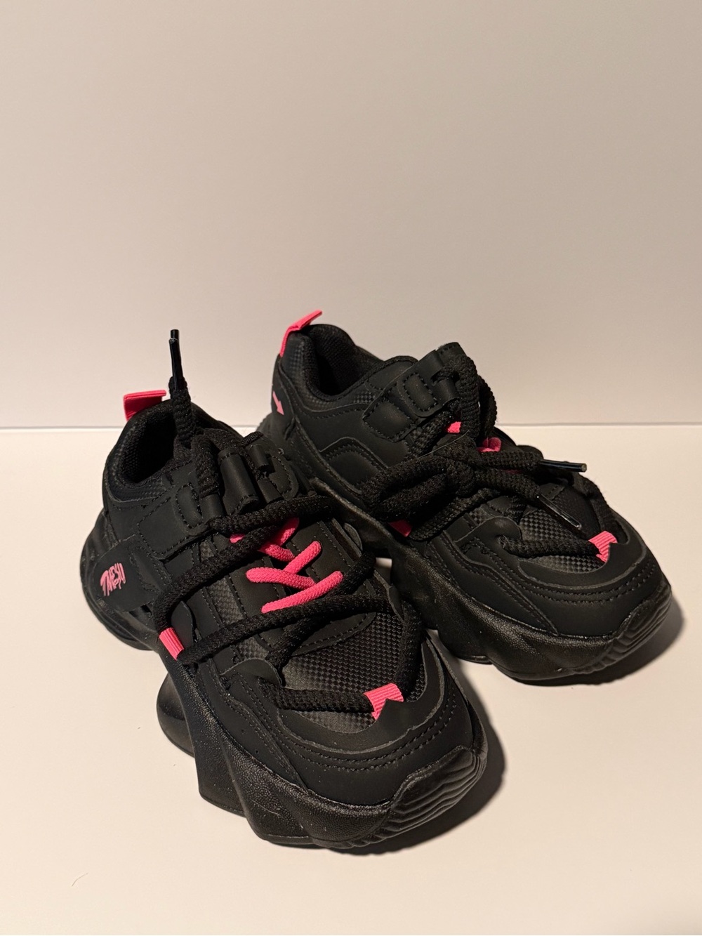 Kids Black & Pink Athletic Sneakers - Youth Comfort Running Shoes